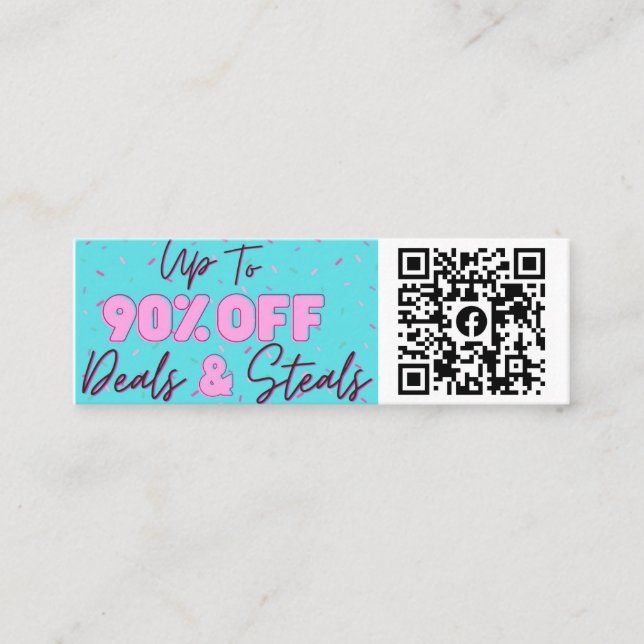 90% Off Deals & Steals group advertisement Mini Business Card (Front)
