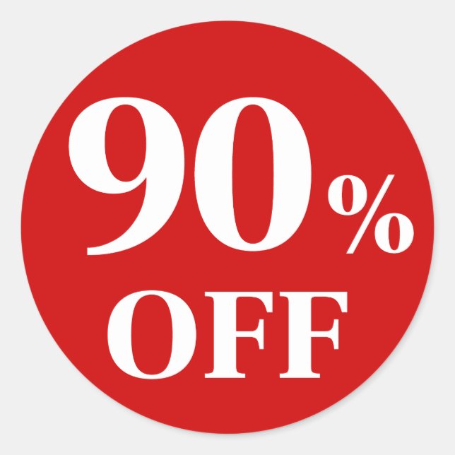 90% OFF Red Background Classic Round Sticker (Front)