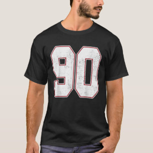  90 Outline Number 90 Fan Varsity Sports Team Blue T-Shirt