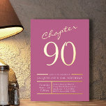 90 Pink 90th Birthday Party Gold<br><div class="desc">Celebrate the 90th birthday of a special person in your life with these luxurious pink invites with gold foil! Invite family and friends to join in the festivities with these gorgeous birthday party invitations. Each card is crafted with fine craftsmanship and attention to detail - perfect for making a lasting...</div>