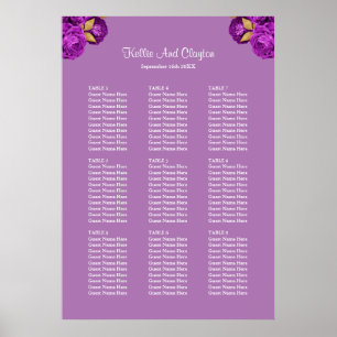 90 Purple And Gold Floral Wedding Seating Chart