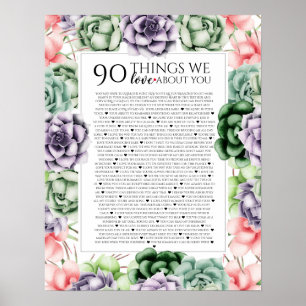 90 reasons we love you, 45 Reasons, 60th birthday, Poster