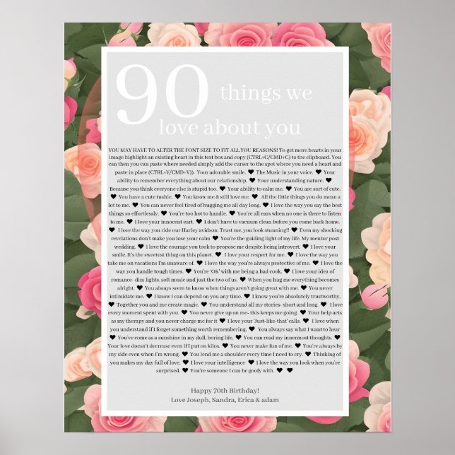  90 Reasons we love you  Poster (Front)