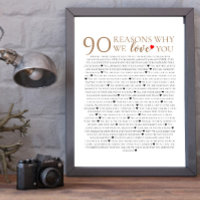 90 reasons why we love you 70th 75th birthday gift