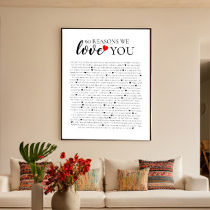90 reasons why we love you 80th 90th birthday gift poster