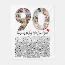 90 Reasons Why We Love You 90th Birthday Collage