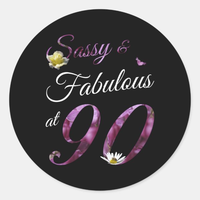 90 Sassy Fabulous Floral 1933 90Th Classic Round Sticker (Front)