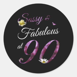 90 Sassy Fabulous Floral 1933 90Th Classic Round Sticker