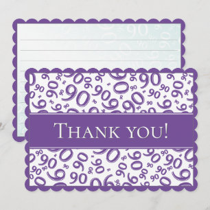 90 "Thank you!" Purple/White Number Pattern Thank You Card