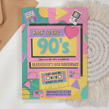 90' Theme Birthday Party Invitation
