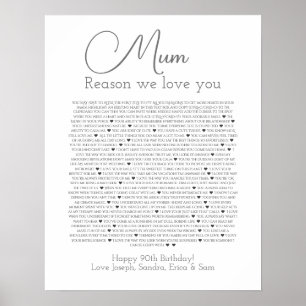 90 things we love about you poster