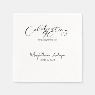 90 Trips Around the Sun Birthday Party  Napkin