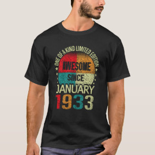 90 Year Awesome Since January 1933 Vintage 90Th Bi T-Shirt