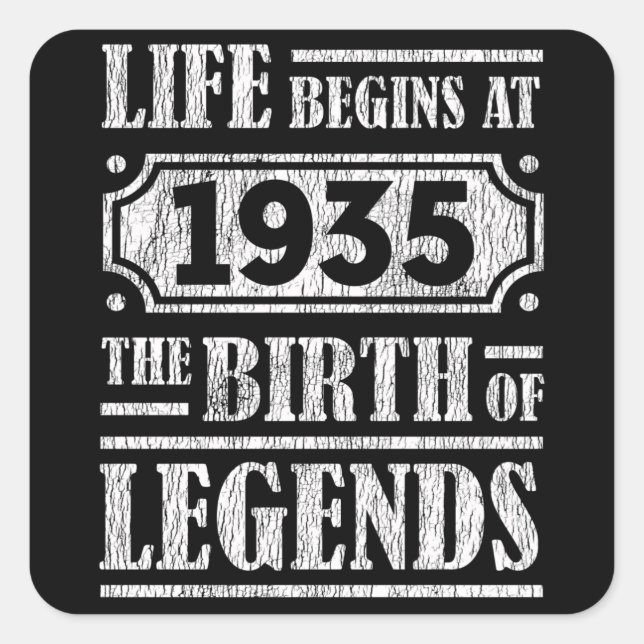 90 Year Old 1935 Birth Of Legend 90th Birthday Square Sticker (Front)