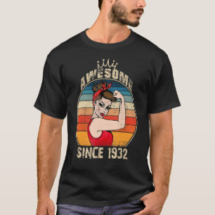 90 Year Old Awesome Since 1932 90th Birthday Women T-Shirt
