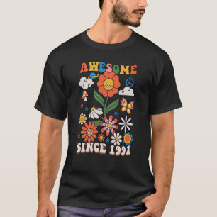 90 Year Old Awesome Since 1933 Groovy Retro 90th B T-Shirt