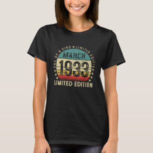 90 Year Old Awesome Since March 1933 90th Birthda T-Shirt
