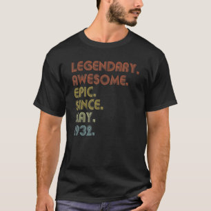 90 Year Old Awesome Since May 1932  90th Birthday  T-Shirt