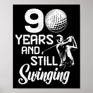 90 Year Old Birthday Gifts Golfer Vintage 90th Poster