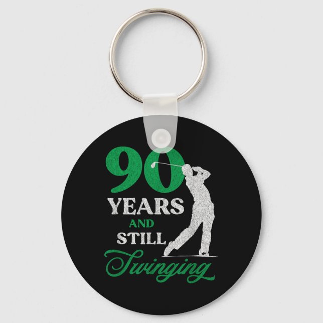 90 Year Old Golfer_ Golfing Quote Golf 90th Key Ring (Front)