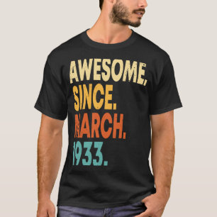90 Year Old Vintage March 1933 90th Birthday Men W T-Shirt