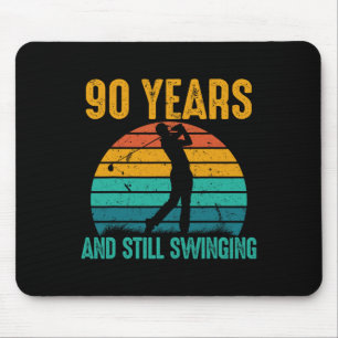 90 Years And Still Swinging Funny Golf 90th Birthd Mouse Mat