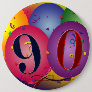 90 years!  Birthday balloon button - Customised