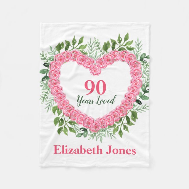 90 Years Loved 90th Birthday Blanket (Front)