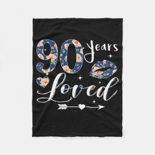 90 Years Loved Flower Mom Mother's Day 1932 90th Fleece Blanket
