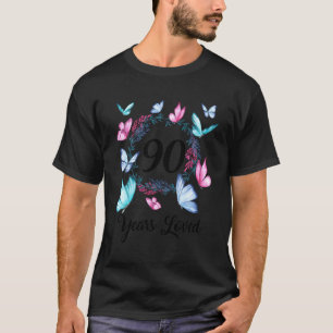 90 Years Loved For Floral Pattern T-Shirt
