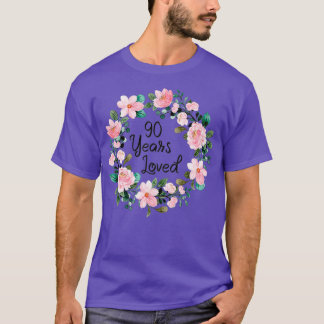 90 Years Loved Men Women 90 Years Old Floral T-Shirt