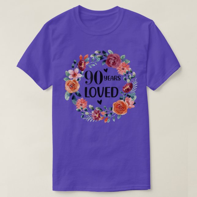 90 Years Loved Mom Grandma 90 Years Old Birthday T T-Shirt (Design Front)
