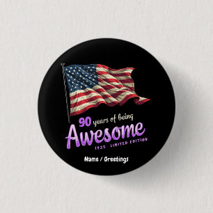 90 Years of Being Awesome 1935 Vintage Edition  3 Cm Round Badge