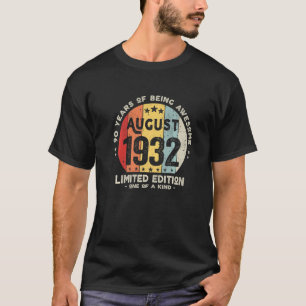90 Years Old August 1932  90th Birthday  1 T-Shirt