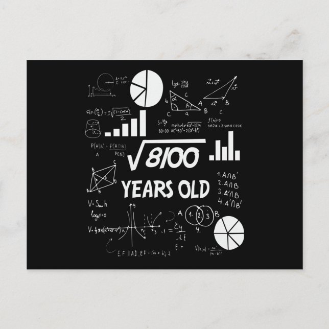 90 Years Old Bday Math Teacher 90th Birthday Gift Postcard (Front)