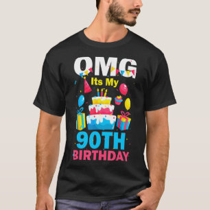 90 Years Old Birthday Party OMG Happy 90th Birthda T-Shirt