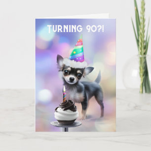 90 Years Old Birthday with Cute Chihuahua Puppy Card