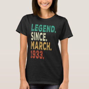 90 Years Old Men Women Legend Since March 1933 90t T-Shirt
