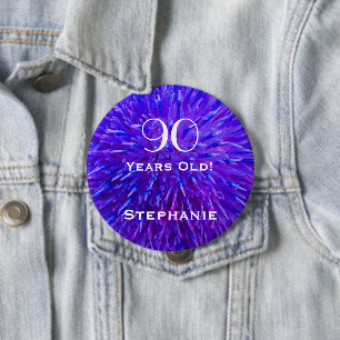 90 Years Old Personalised Purple Abstract Button