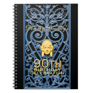 90h Birthday Celebration Art Deco Custom Guest B Notebook