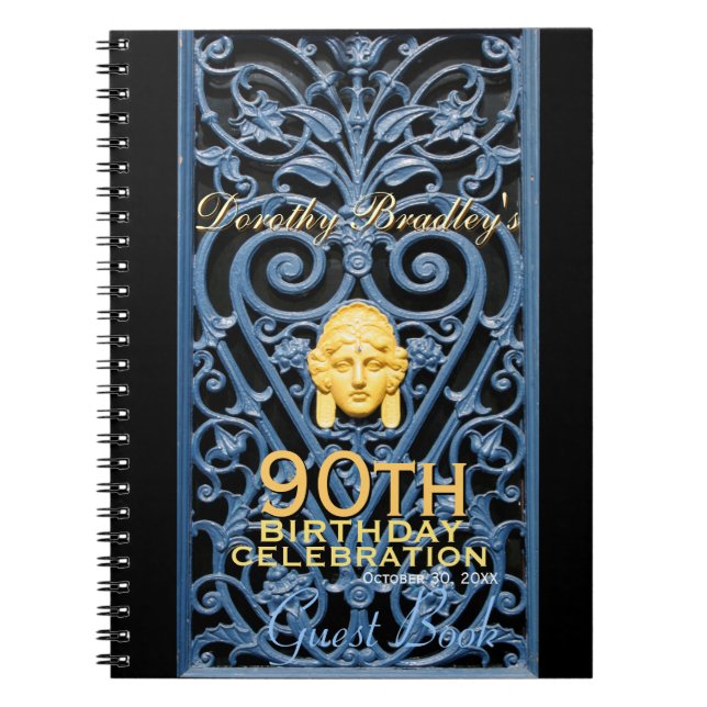 90h Birthday Celebration Art Deco Custom Guest B Notebook (Front)