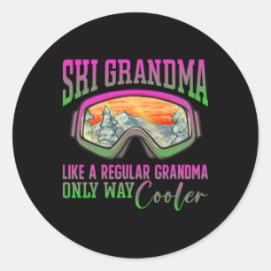 90s 80s Skiing Outfit Retro Ski Grandma  Classic Round Sticker