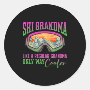 90s 80s Skiing Outfit Retro Ski Grandma  Classic Round Sticker
