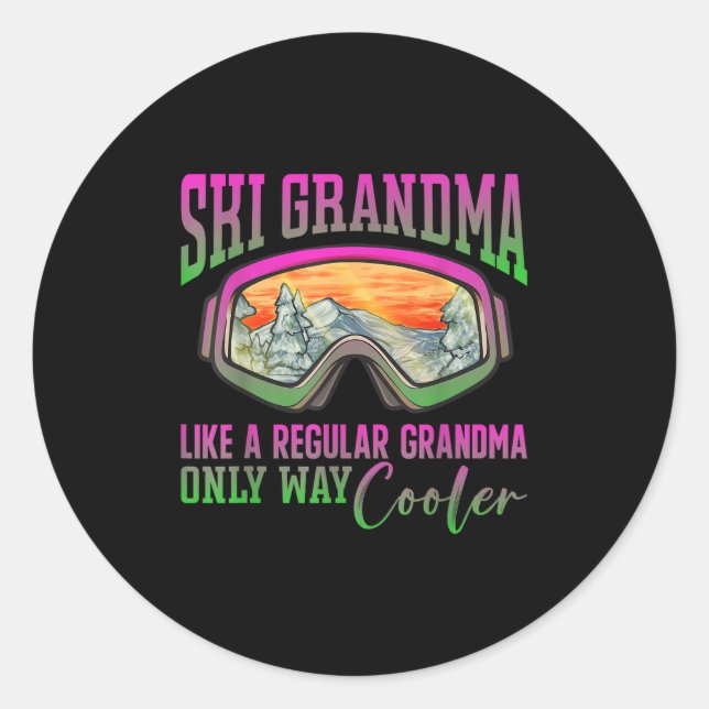 90s 80s Skiing Outfit Retro Ski Grandma  Classic Round Sticker (Front)