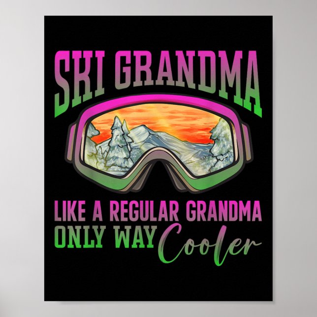 90s 80s Skiing Outfit Retro Ski Grandma  Poster (Front)