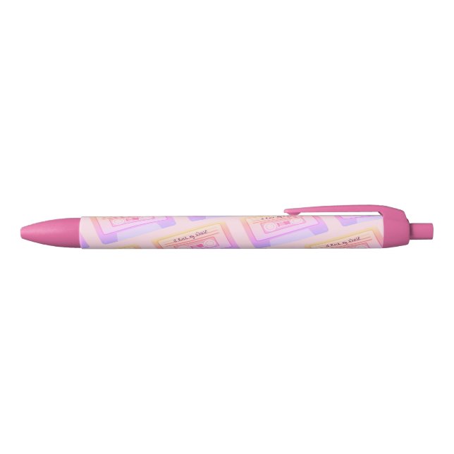90s 80s Vaporwave Aesthetic Pink Valentines Day Blue Ink Pen (Top)