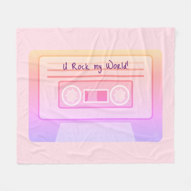 90s 80s Vaporwave Aesthetic Pink Valentines Day Fleece Blanket (Front (Horizontal))