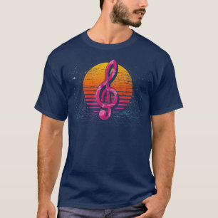 90s Art Music Treble Clef Synthwave Vaporwave Retr T-Shirt