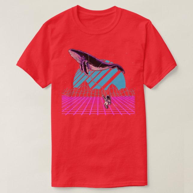 90s Art Synthwave Space Astronomy Whale Vaporwave  T-Shirt (Design Front)