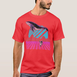 90s Art Synthwave Space Astronomy Whale Vaporwave  T-Shirt